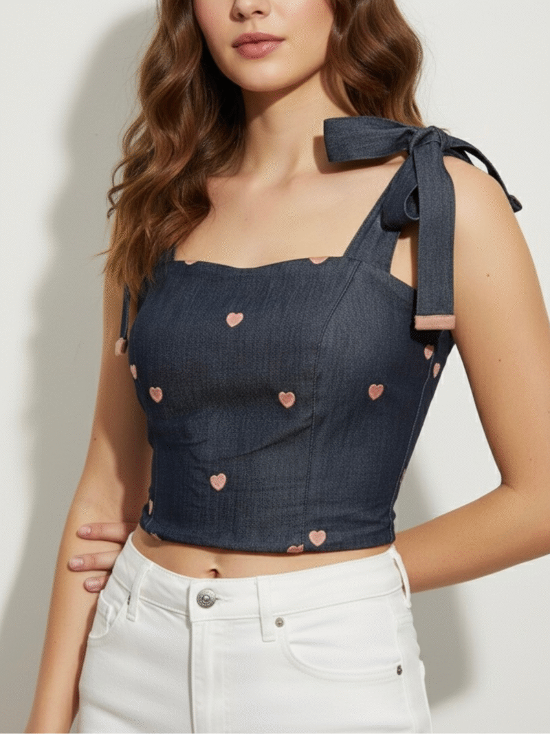Rose in Denim Corset Top